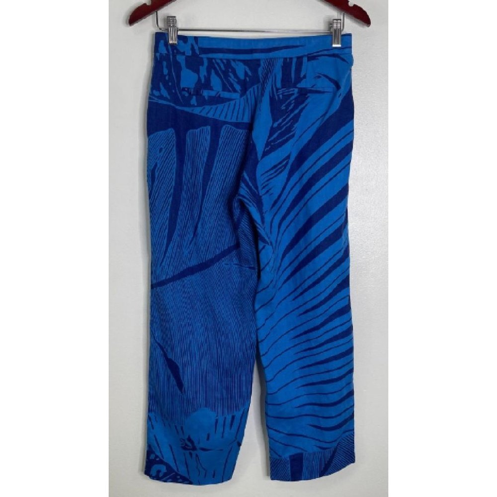J. Crew Linen Patio Cropped Pant In Palm Blue Size 2 View 2